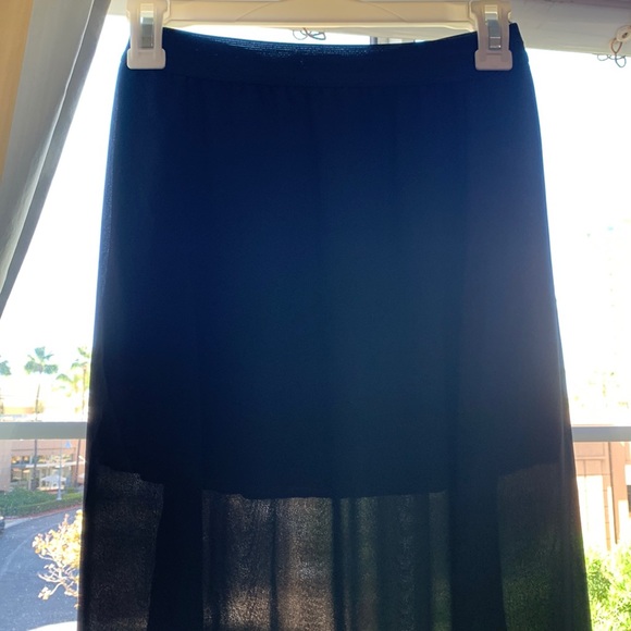 Cefian/ Blk Smll, Long, Sheer Skirt. Slip on both R & L. Mini skirt under cover. - Picture 3 of 5